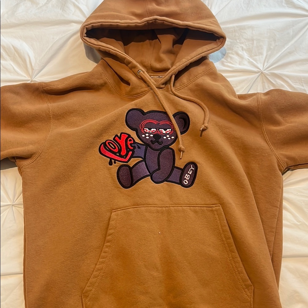 Brown Hoodie with Bear Graphic